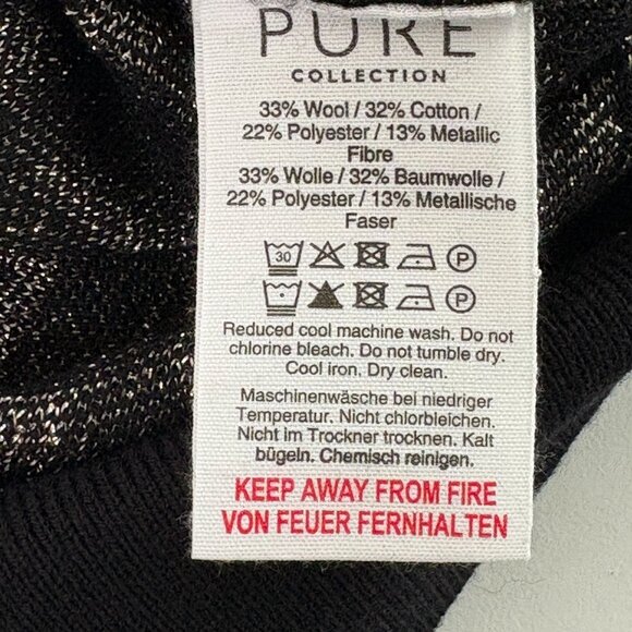 Pure Collection Sweater Size 12 Black Gold Animal Print Pullover Wool Metallic - Picture 6 of 9